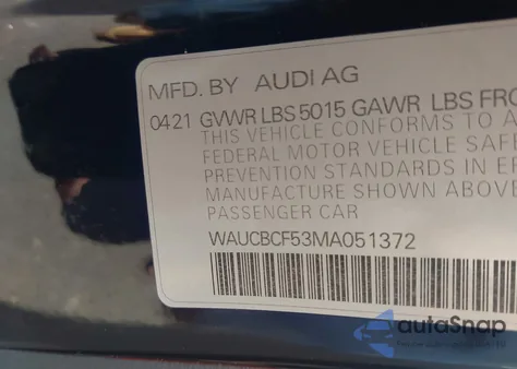 2021 Audi A5 Sportback Premium Plus 40 Tfsi Quattro S Tronic из США, поврежденный, VIN WAUCBCF53MA051372